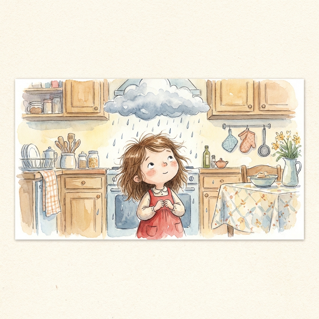Watercolour storybook page — big feelings